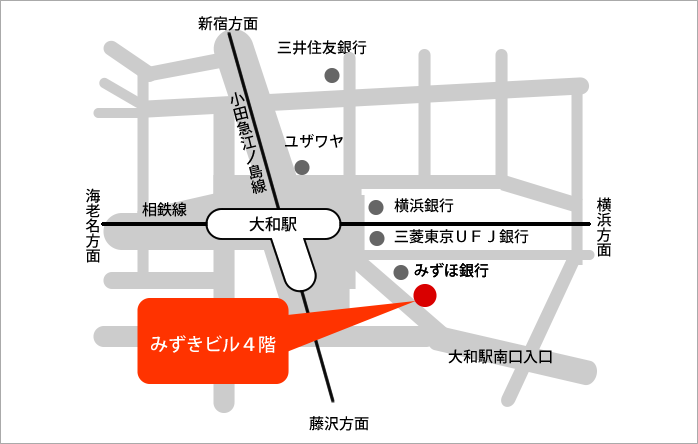 神奈川県大和市大和南1-5-16　みずきビル4F"